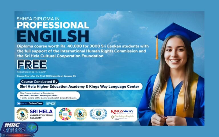 IHRC and Shri Hela Foundation Offer Full Scholarships for English Diploma to 3000 Sri Lankan Student